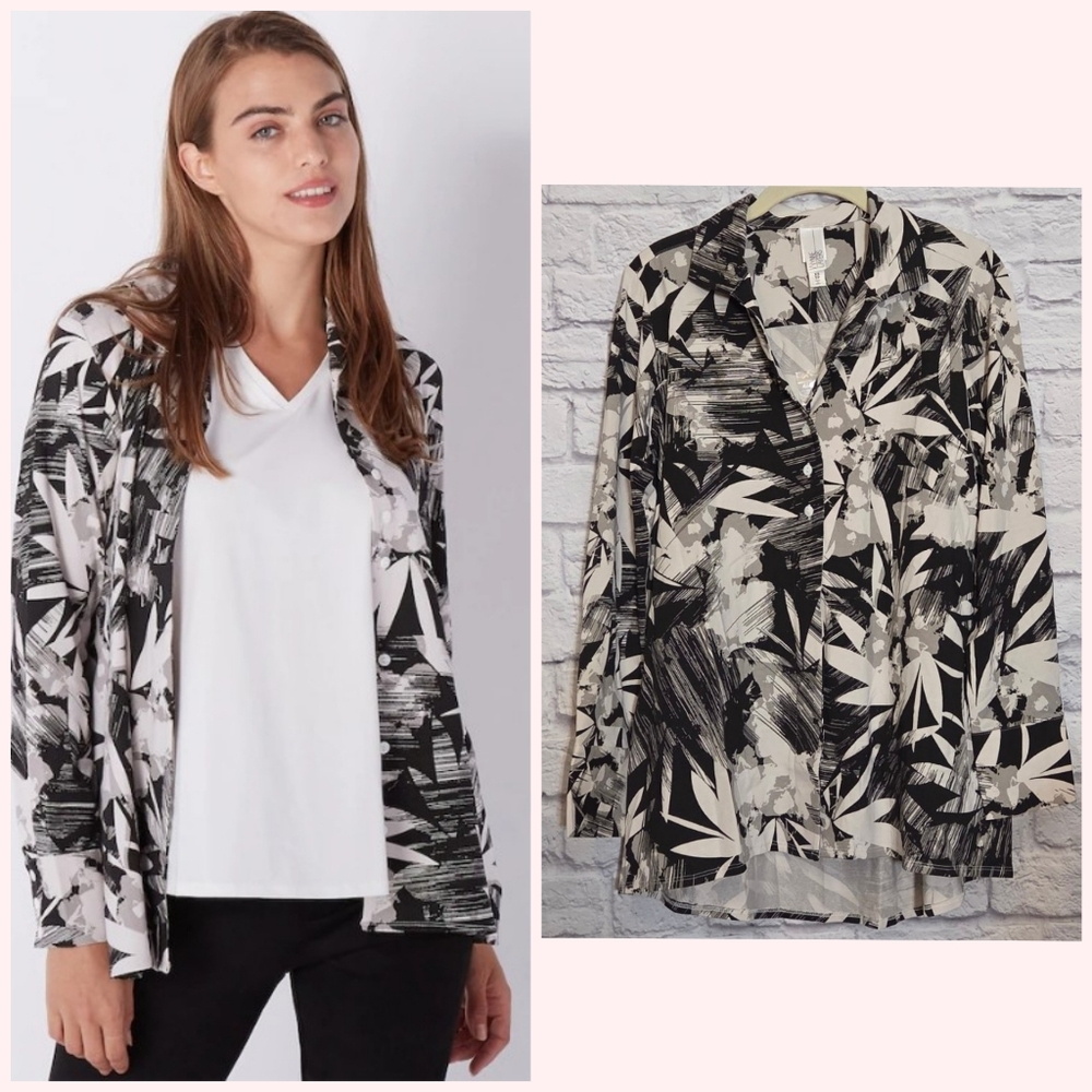 Marla Wynne WynneLayers Stylish Black and White Cotton Rich Blouse
